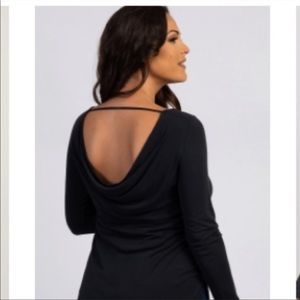 PinkBlush | Black Maternity Top, Scoop Back, sz S